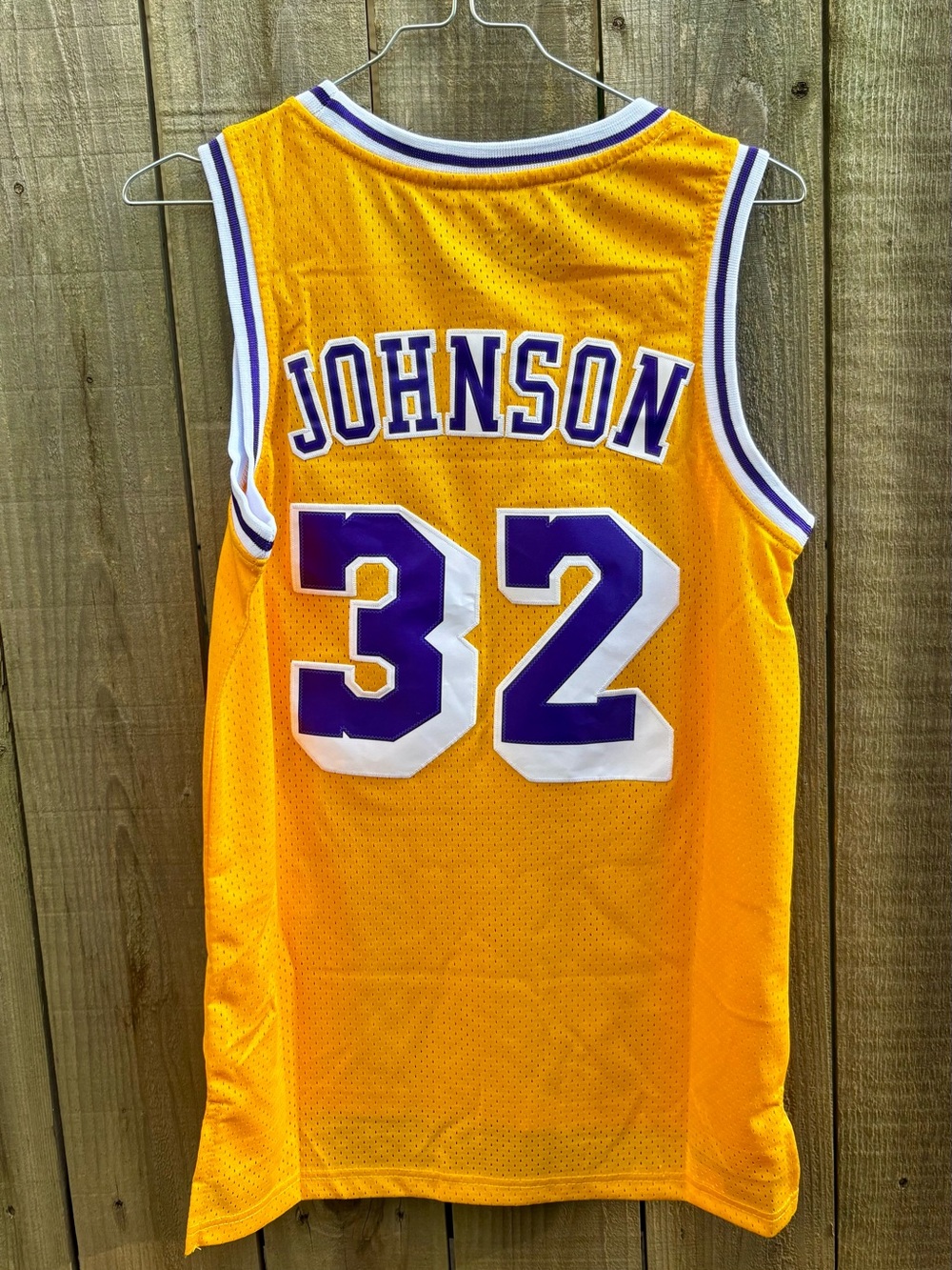 Mitchell & Ness Yellow 'Johnson 32' Basketball Jersey with Purple Trim